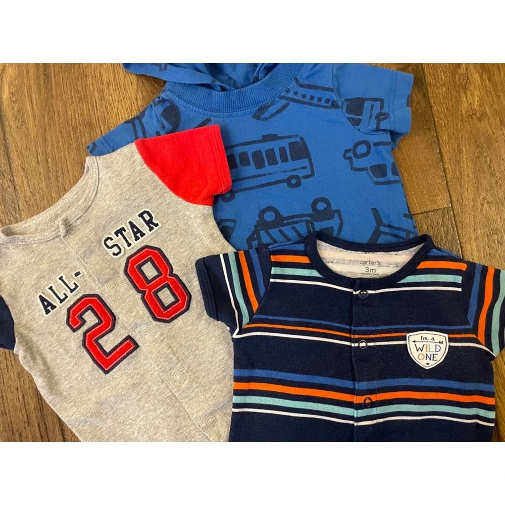 Carters Baby Boy 3 Mo Outfits Clothes Lot Bundle‎ One Piece Rompers Car Bus Dino